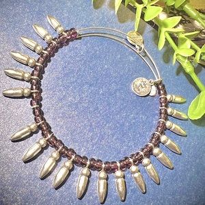 Alex & Ani Purple beaded silver spike adjustable bracelet